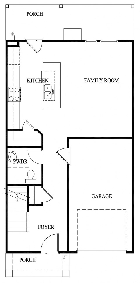 a floor plan of a small house with a kitchen and a living room